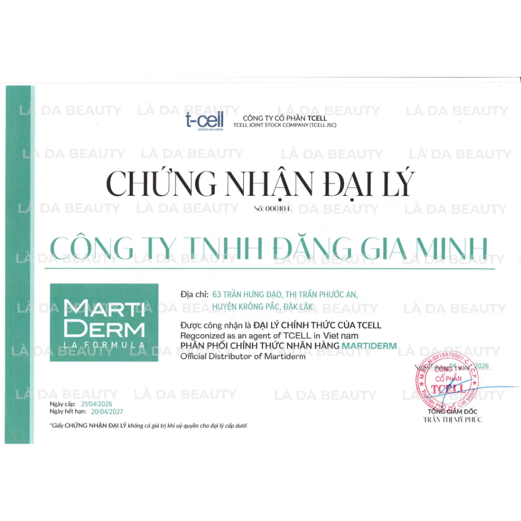 Giấy chứng nhận MartiDerm